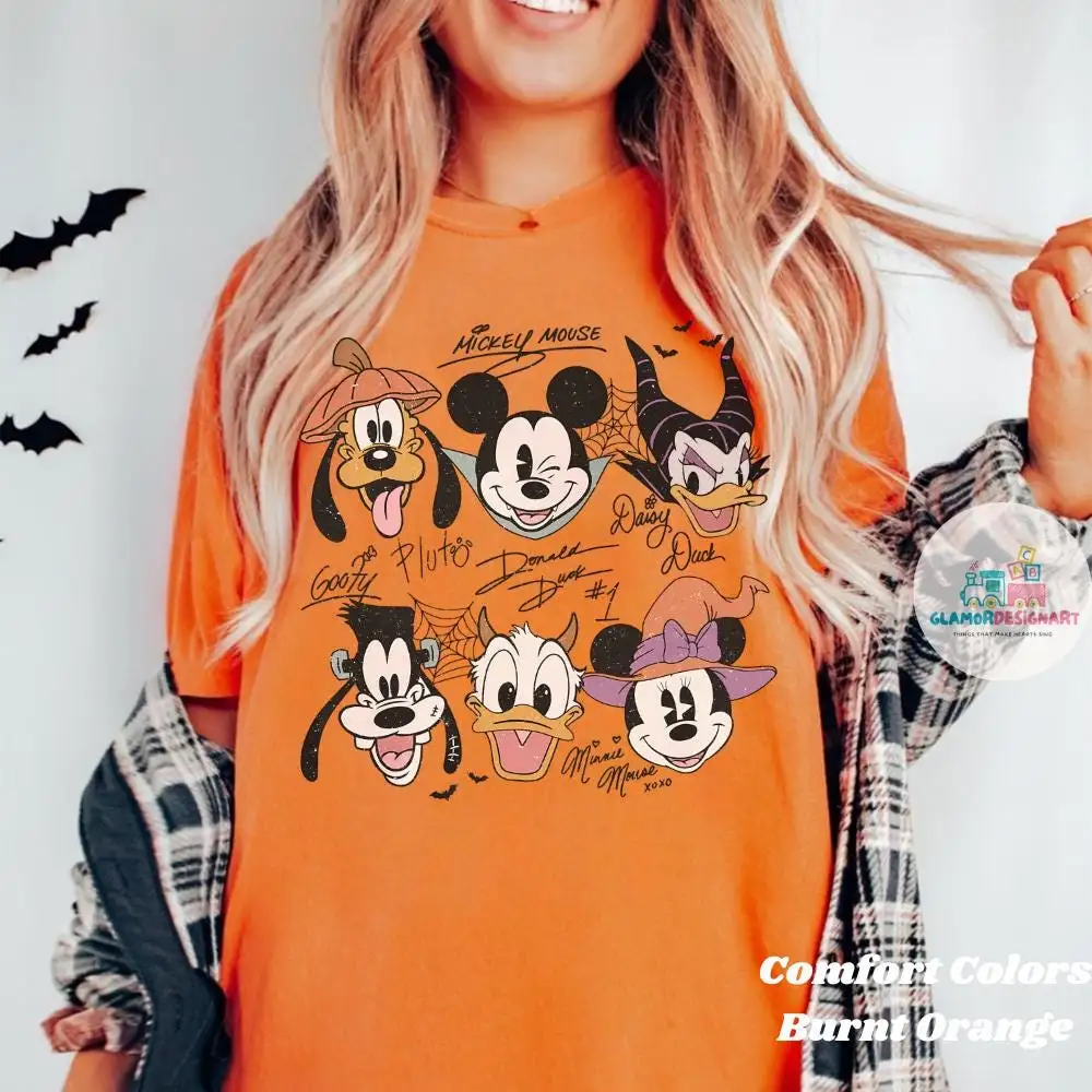 Mickey and Friends Signatures Shirt, Comfort Colors Shirt Disneyland Shirt, Disney World Shirt, Disney Halloween Shirt Halloween Party 2025