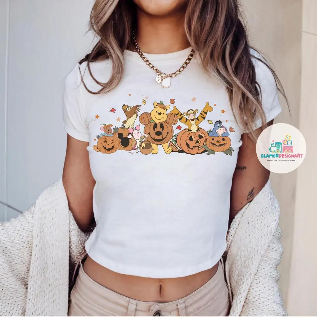 Retro Pooh Autumn Baby Tee, Halloween gift, Spooky Season, Cute Fall Shirt, Pooh Shirt, Winnie The Pooh Halloween Shirt