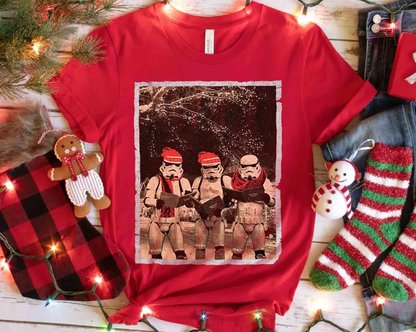 Vintage Santa Stormtroopers Christmas Photos T-shirt, Disneyland Family Vacation Holidays 2025 Gift, Funny Star Wars Xmas Party Tee