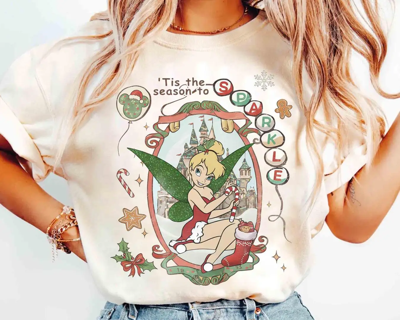 Retro Tinkerbell Christmas Tis The Season To Sparkle Shirt, Disney Peter Pan Christmas Tee, Disneyland Holiday 2025 Gift, Mickey Merry Party