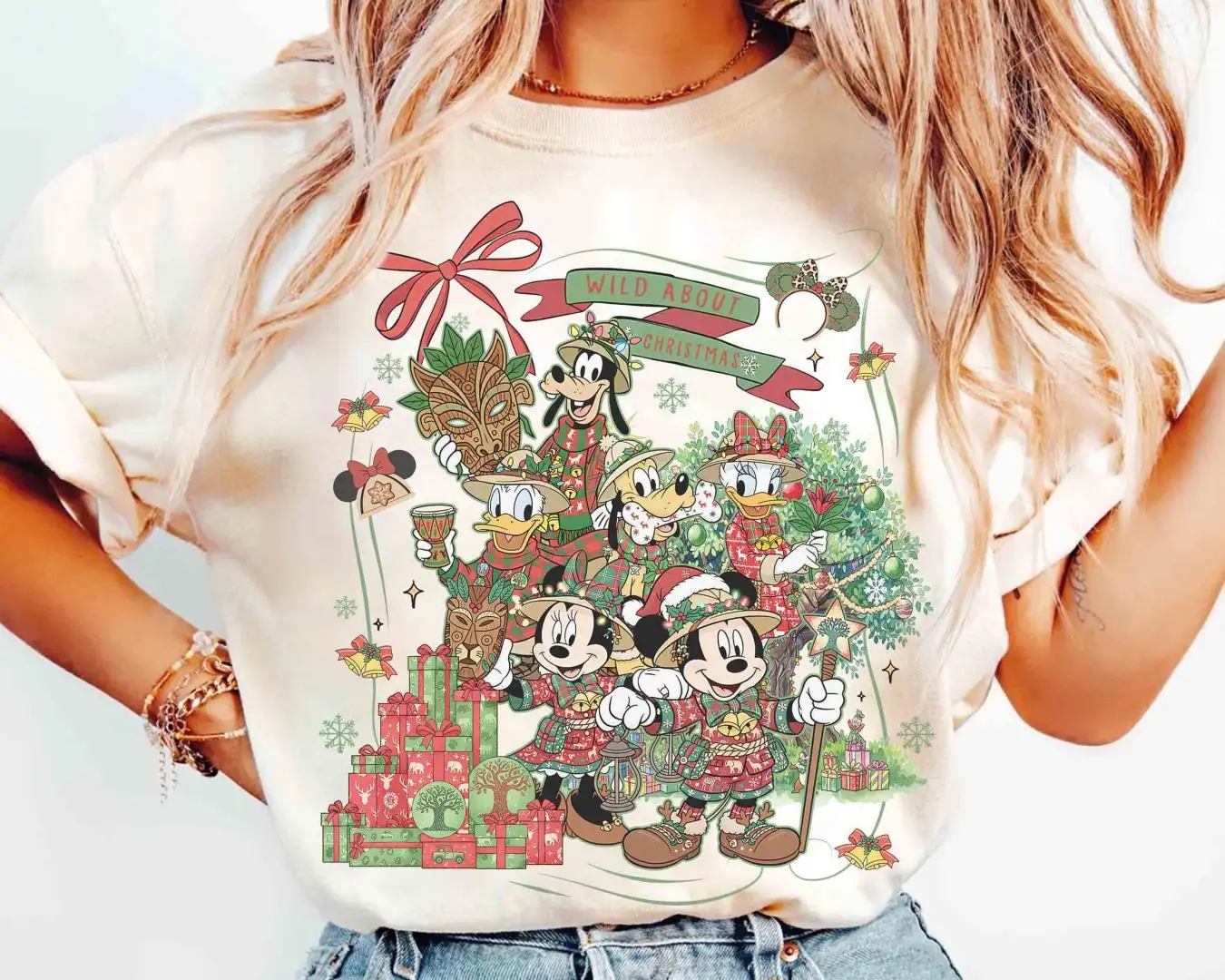 Vintage Mickey And Friends Animal Kingdom Coquette Bow T-shirt, Disney Mickey’s Very Merry Christmas Party Tee, Wild About Christmas Shirt