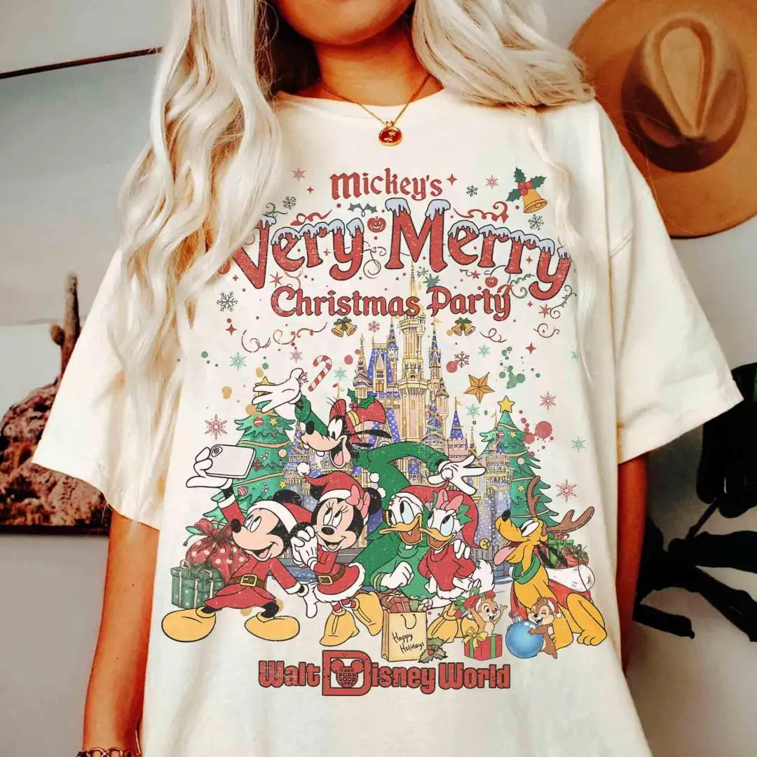Comfort Colors Mickey's Very Merry Christmas Party 2025 Shirt, Group Holiday Trip Gifts, Mickey & Friends Holiday Tee, Disney Family Xmas