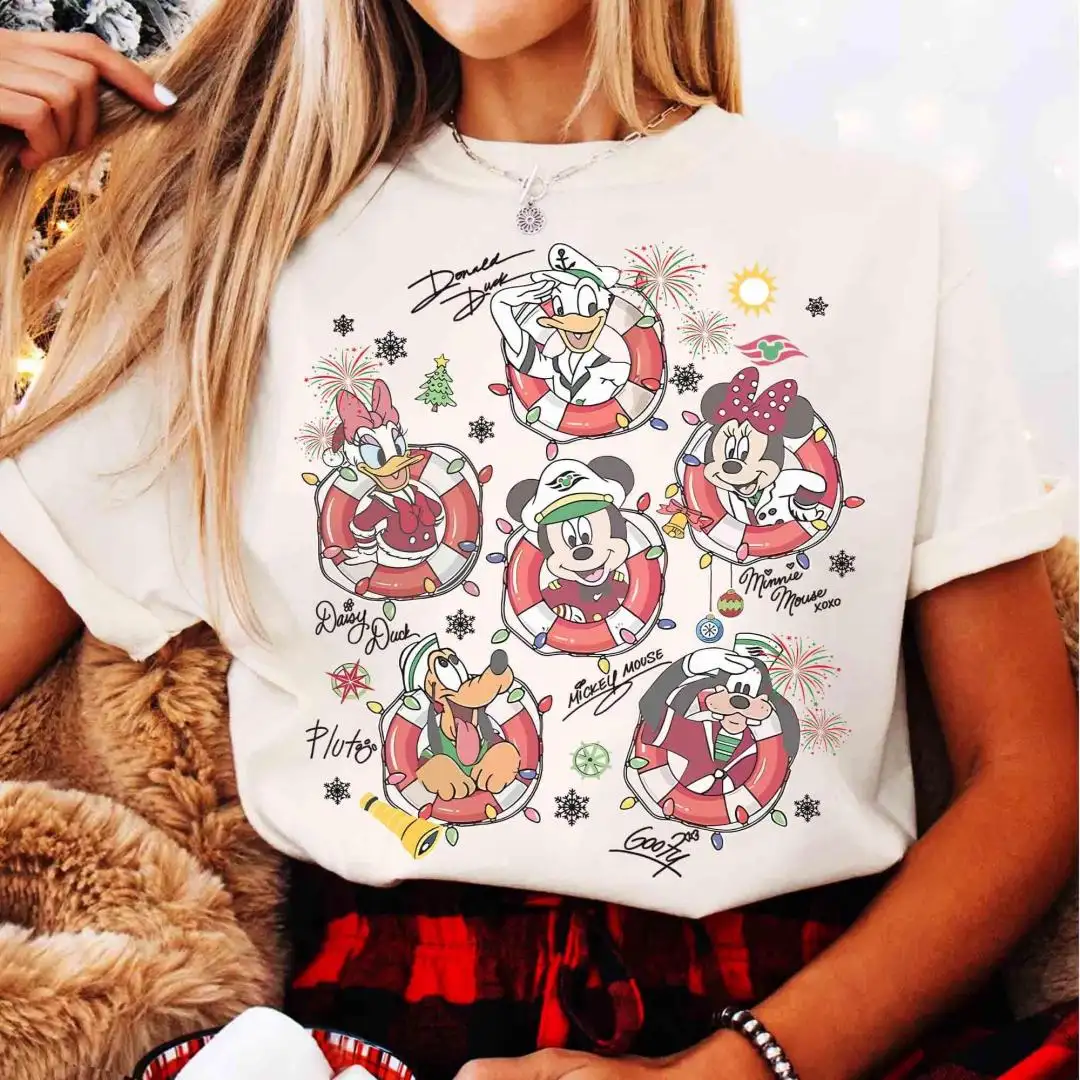 Comfort Color Mickey & Friends Very Merrytime Cruises Christmas 2025 Shirt, Family Cruise Holiday Trip, Disney Cruise Line Xmas Light Tee