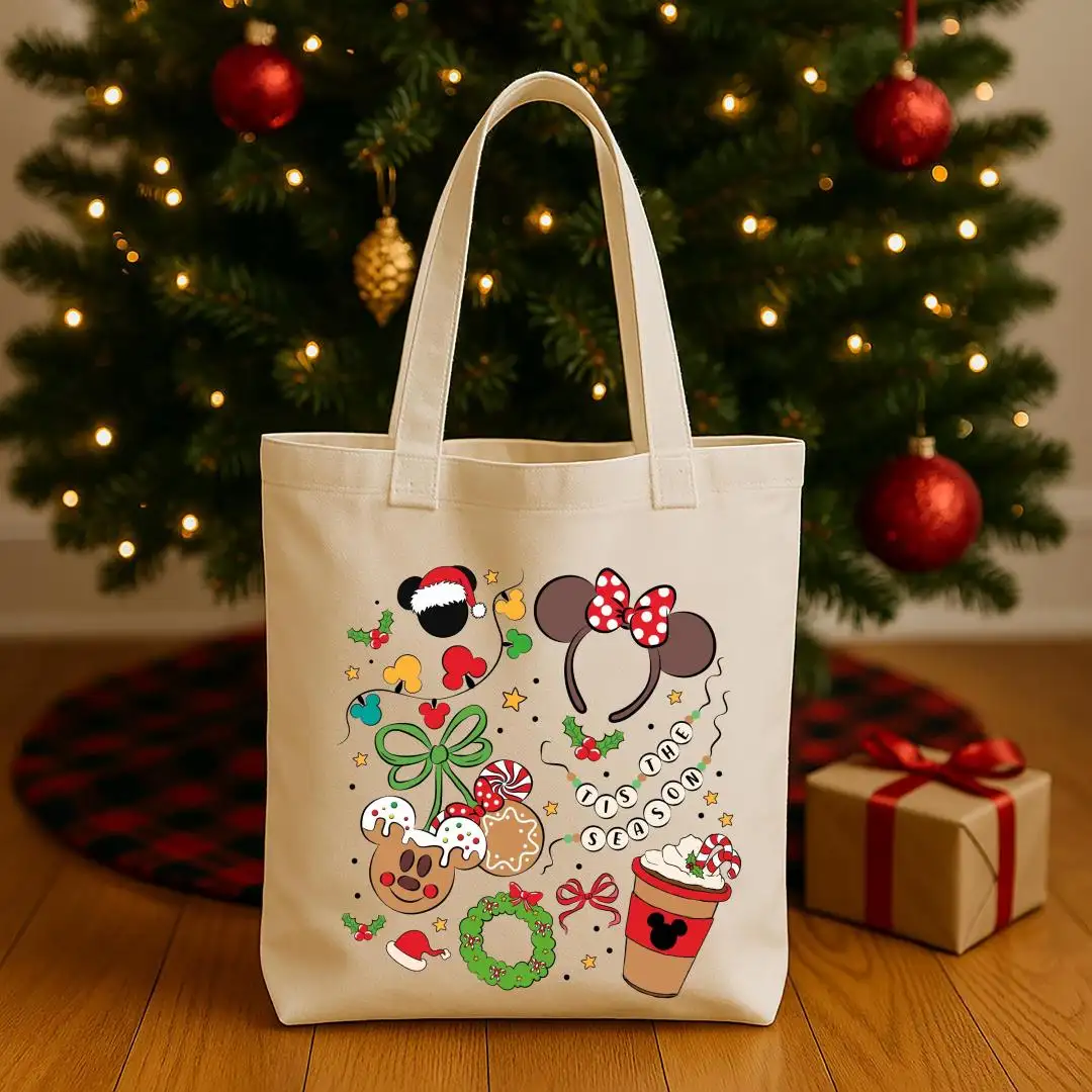 Disney Christmas Snacks Tote, Christmas Minnie Tote, Merry Christmas Totes, Disneyland Holiday Bag, Mickey Gingerbread XMAS Bag