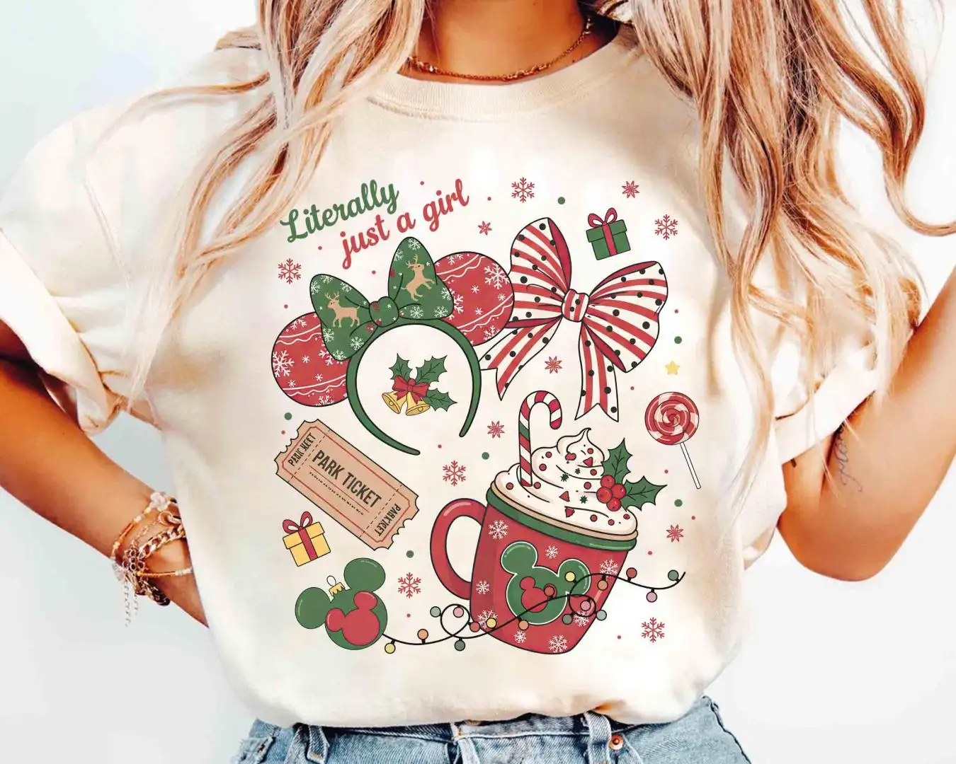 Coquette Bow Literally Just A Girl Christmas Shirt, Girly Xmas Gifts, Mickey's Very Merry Christmas Party Shirt, Disney Minnie Mouse Tee