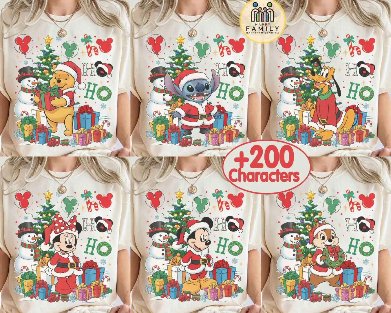 Customized Disney All Characters Disneyland Santa Christmas Ho Ho Ho Shirt, Mickey & Friends Christmas Family 2025, Stitch Chip Pooh Woody