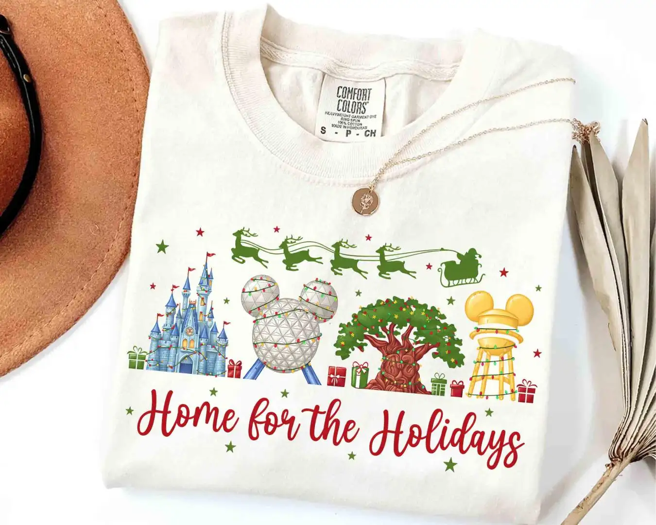 Disney Christmas Four Parks Home For The Holidays Shirt, Epcot Center T-shirt, Mickey's Very Merry Xmas Party Tee, Disneyland Family Trip