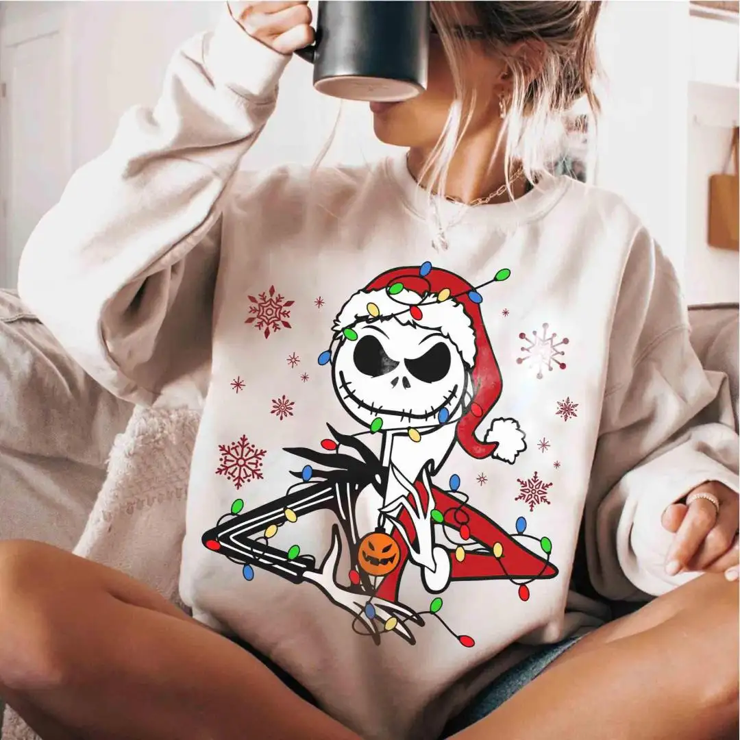 Disney Jack Skellington Santa Claus Christmas Light T-shirt, Mickey's Very Merry Party 2025 Gift, Nightmare Before Christmas Shirt