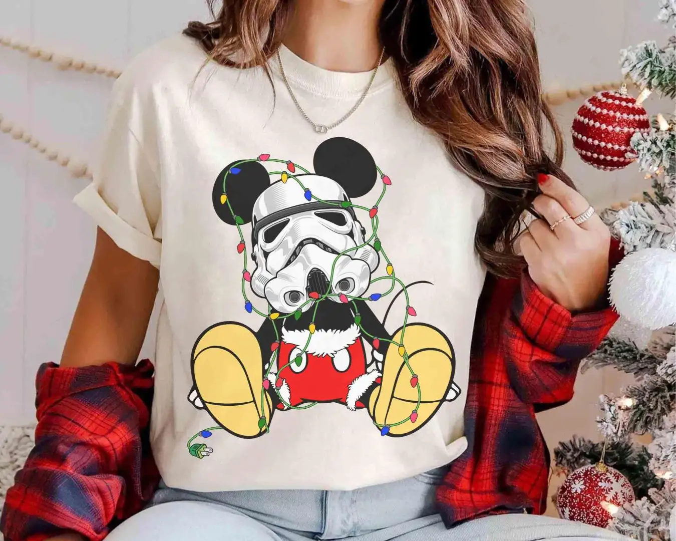 Disney Mickey Mouse Stormtrooper Christmas Light T-shirt, Mickey's Very Merry Xmas Party Tee, Disneyland Vacation Family Holiday Gift