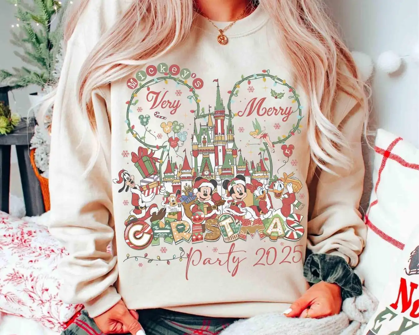 Vintage Coquette Mickey's Very Merry Christmas Party 2025 Shirt, Disney Mickey And Friends Xmas Tee, Disneyland Holiday Family 2025 Gifts