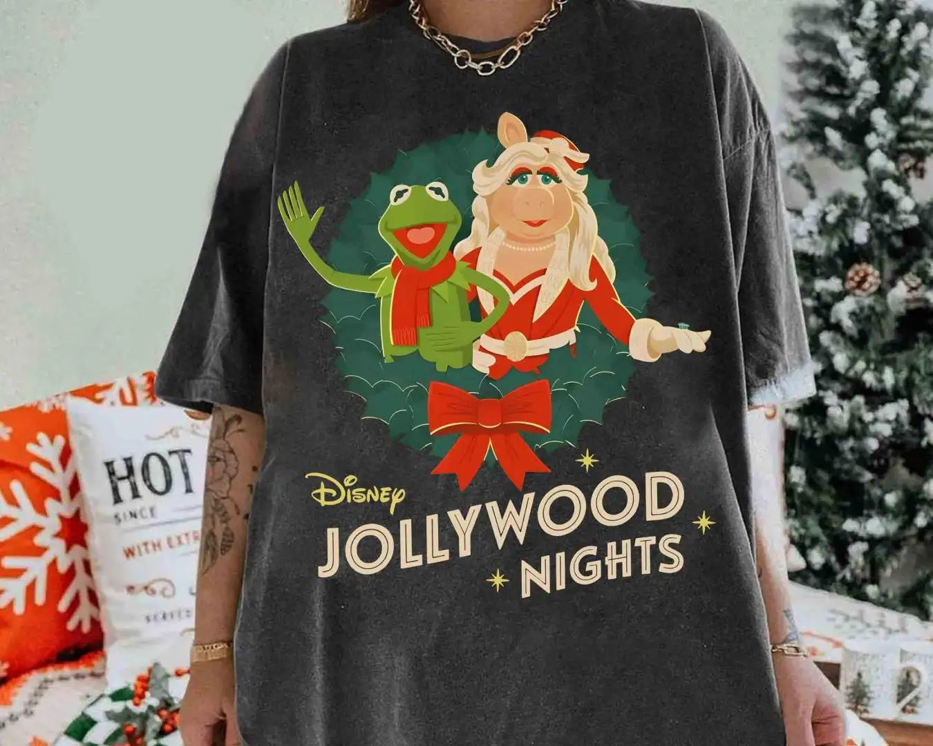 Disney The Muppets Show Jollywood Nights T-shirt, Mickey's Very Merry Xmas Family Trip, Kermit Frog And Miss Piggy Christmas Carol Shirt