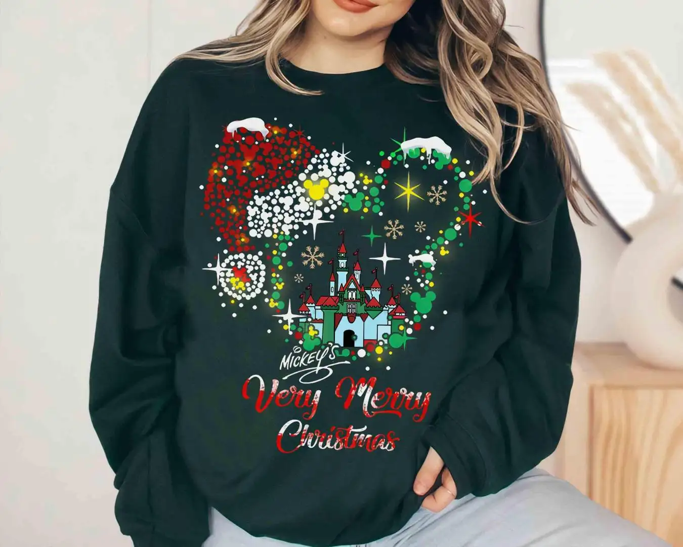 Disney Castle Mickey's very Merry Christmas Party Sweatshirt, Disneyland Vacation Family Matching Trip, Mickey And Friends Santa Xmas Shirt