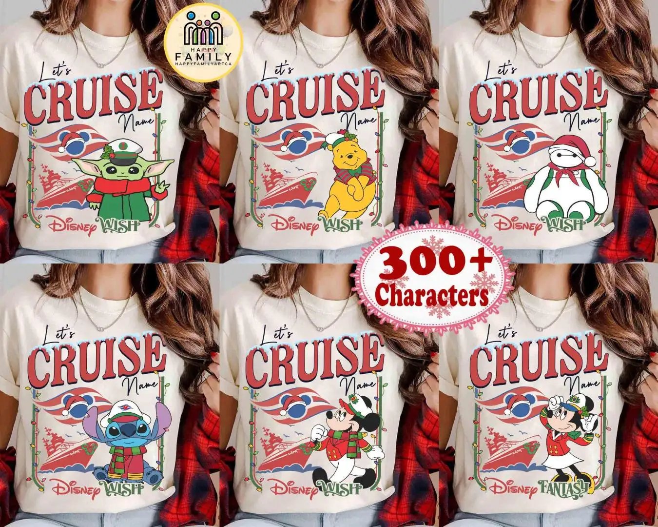 Personalized All Characters Disney Cruise Line Shirt, Family Xmas Cruise Trip, Mickey & Friends Cruise Christmas Very Merrytime Cruises Tee