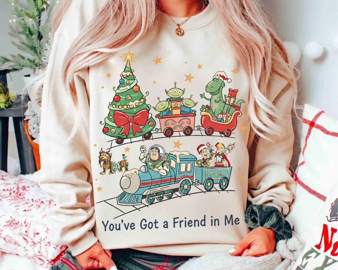 Disney Pixar Toy Story Group Christmas Train Shirt, Disney Buzz Woody Rex Alien Xmas Tee, Disneyland Very Merry Christmas Family Gift