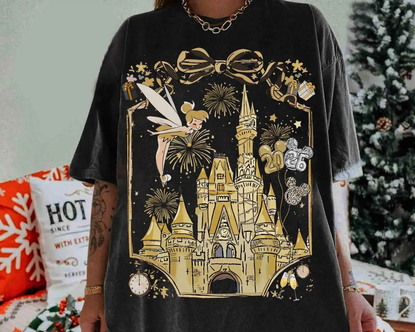 Comfort Colors Walt Disney World Happy New Year 2026 Shirt, Magic Kingdom Magical Castle New Year Fireworks Tee, Girly Disney Balloons Gifts