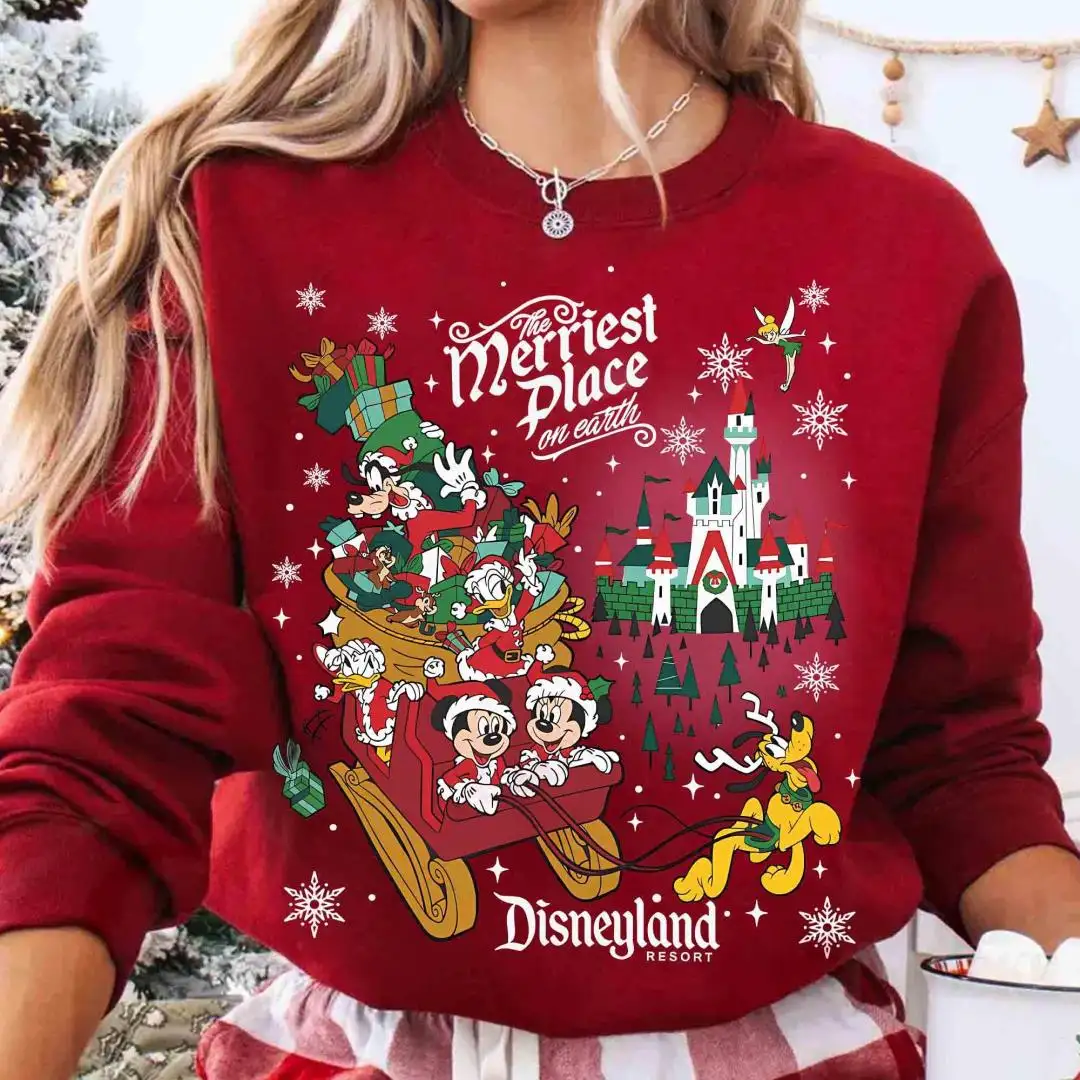 Disney The Merriest Place On Earth Mickey and Friends T-Shirt, Disney Family Christmas Shirt, Mickey's Very Merry Christmas Party 2025 Shirt