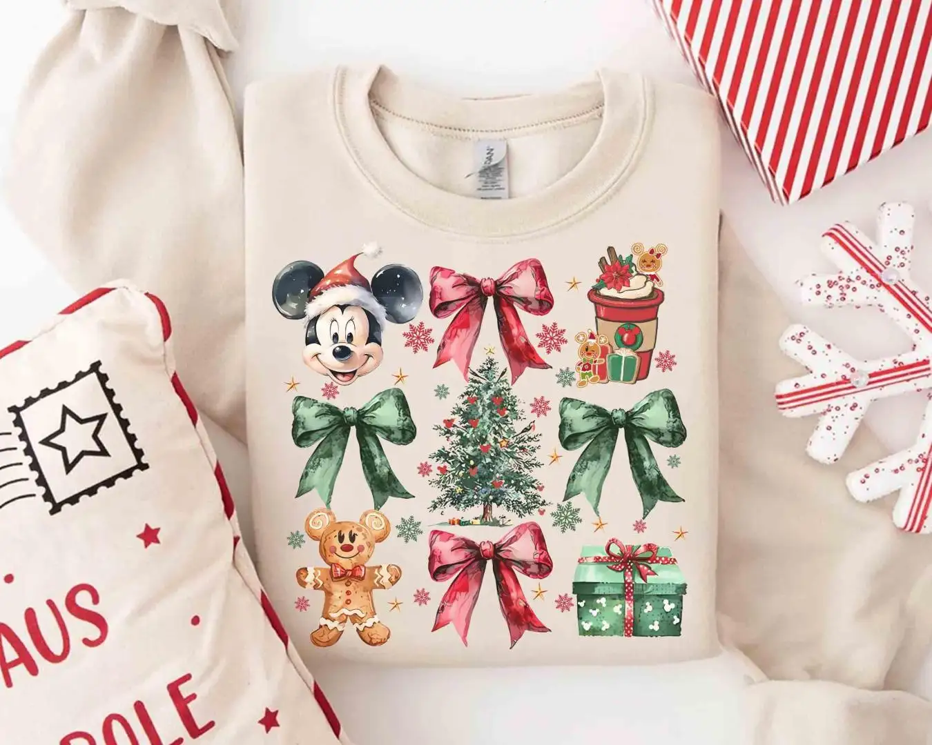Disney Coquette Bows Gingerbread Christmas Tree Shirt, Mickey's Very Merry Xmas Party 2025 Tee, Disneyland Family Holiday Christmas Shirt