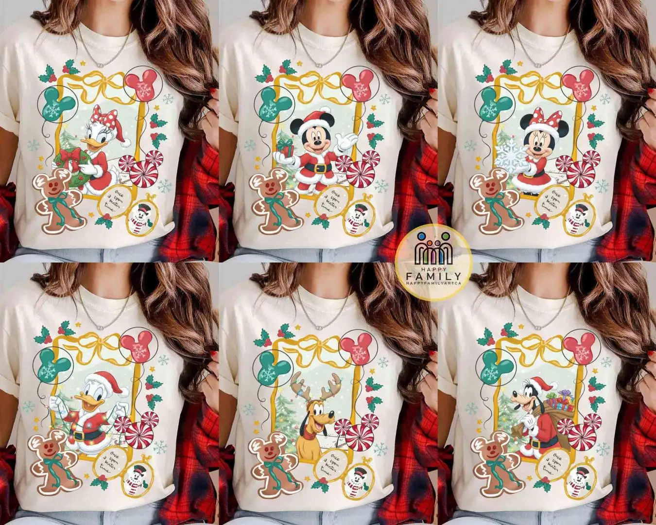 Vintage Disney Mickey & Friends Group Christmas Shirt, WDW Disneyland Family Holiday Trip 2025 Gifts, Family Pajamas Matching Tee