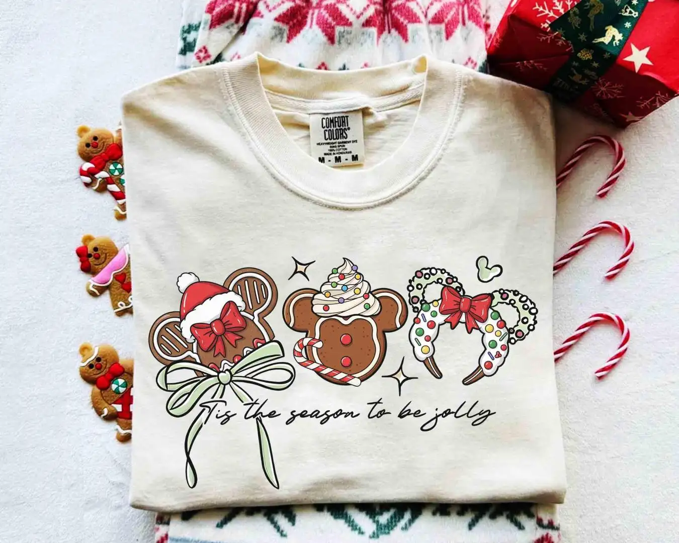 Comfort Color Coquette Tis The Season To Be Jolly Christmas Gingerbread Shirt, Xmas Gifts, Disney Mickey's Very Merry Xmas Party 2025 Tee