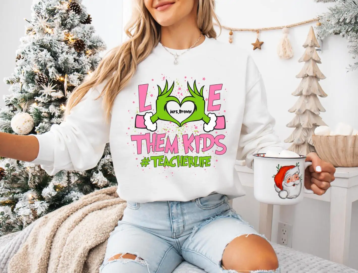 Custom Christmas Teacher Shirts, Disney Love Them Kids Tee, Teacher Life XMAS Hoodie, Teacher Holiday Sweatshirt, Teacher Gift