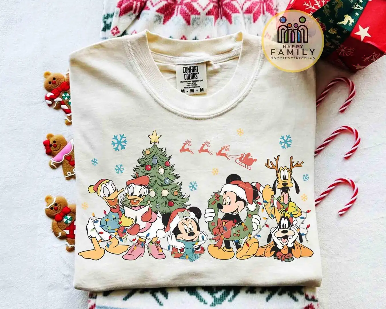 Comfort Colors®Mickey's Very Merry Christmas Party 2025 Shirt, Disney Mickey & Friends Xmas Tree Light Tee, Disneyland Vacation Family Gifts