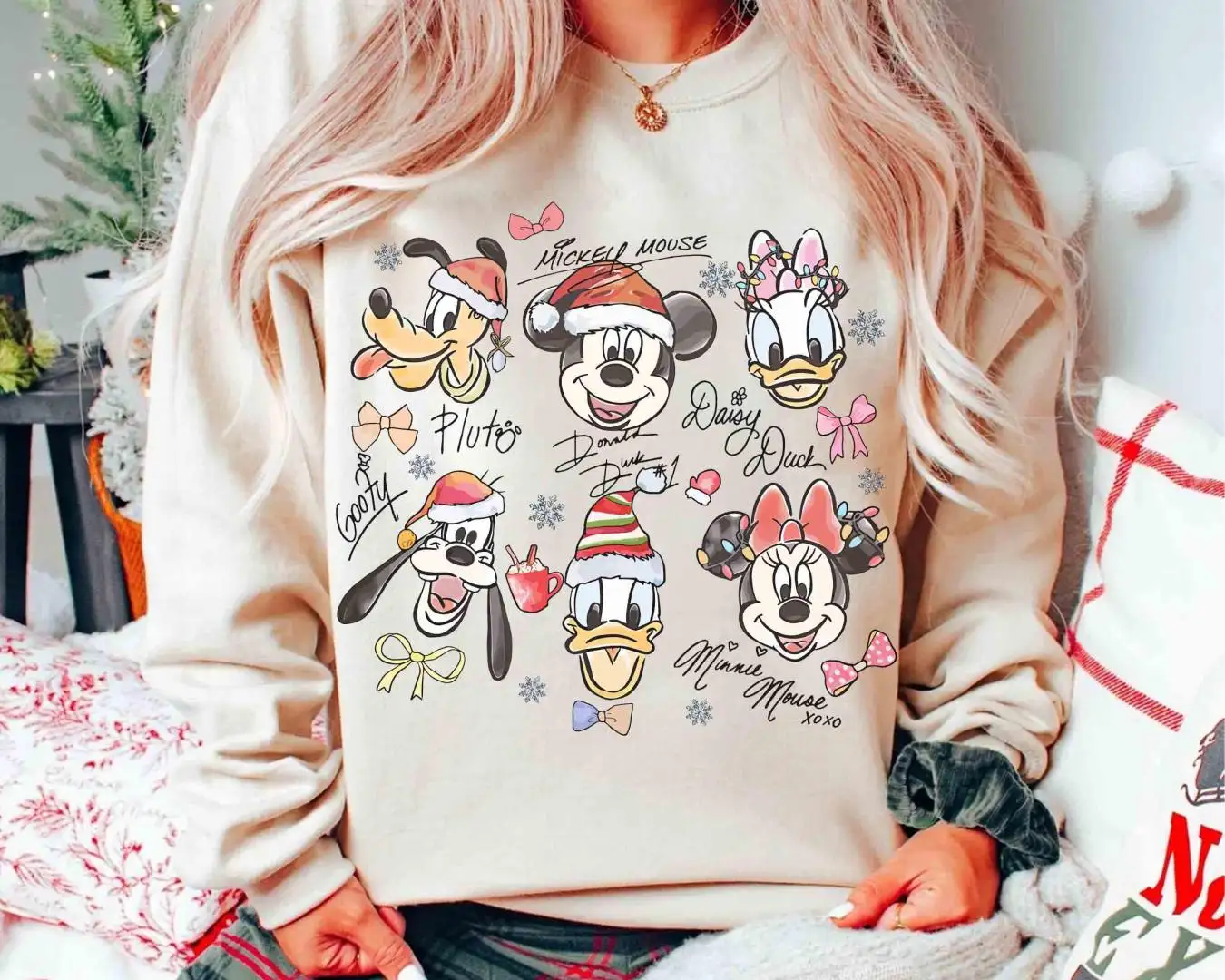 Vintage Mickey And Friends Christmas With Signatures Sweatshirt, Disney Christmas Group Shirt, Mickey's Very Merry Christmas Party 2025 Gift