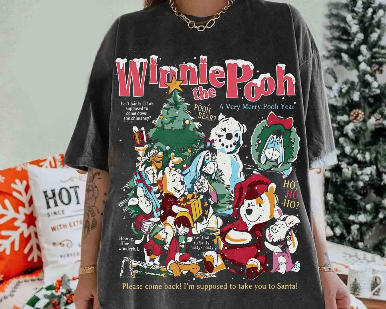 Retro Disney Winnie the Pooh Christmas Sweatshirt, Winnie Pooh And Friends Xmas Tree Shirt, Very Merry Pooh Year Tee, Disney Xmas Tree Tee