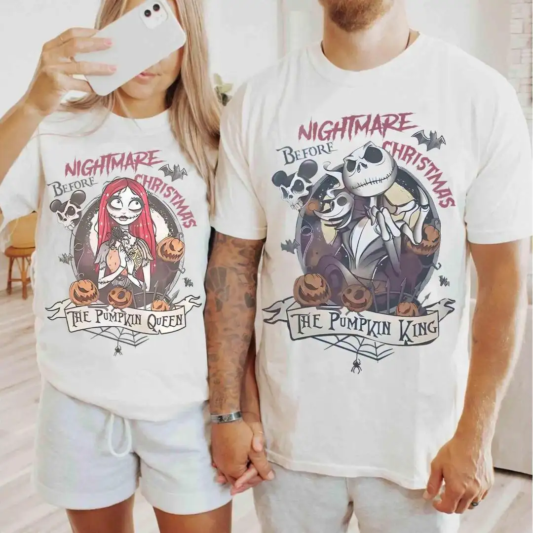 Jack And Sally Halloween Couple Shirt, Zero Sally Pumpkin Queen Shirt, Jack Skellington The Pumpkin King, Nightmare Before Christmas Shirt