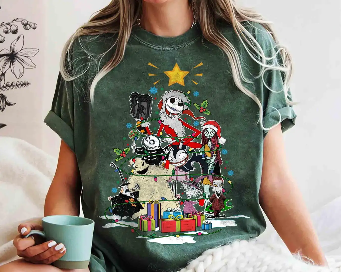 Nightmare Before Christmas Squad Tree T-Shirt, Mickey Christmas Party Matching Tee, Jack Sally Oogie Boogie, Disney Disneyland Vacation Gift