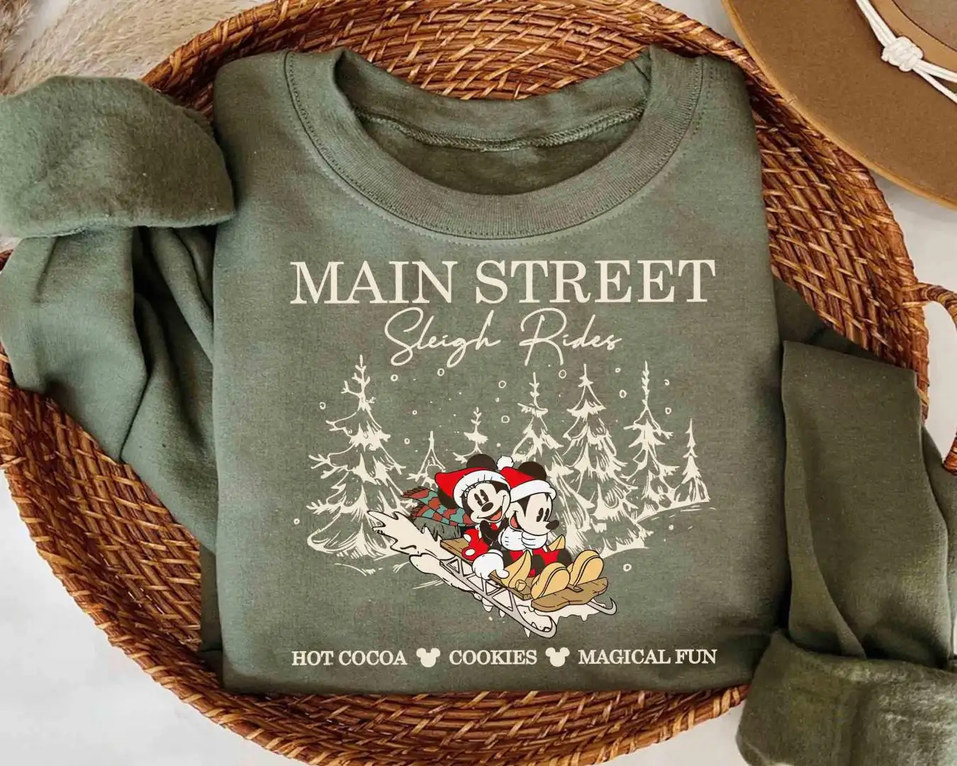 Retro Mickey Minnie Main Street Sleigh Rides Shirts, Mickey Minnie Christmas Shirt, Disney Christmas Party Shirt, Disney Christmas Shirt