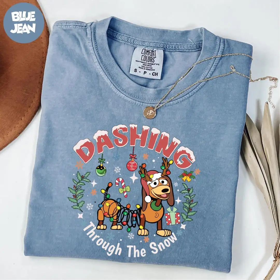 Comfort Colors® Dashing Through The Snow Shirt, Xmas Shirt, Slinky Dog Christmas Shirt, Toy Story Christmas Shirt, Christmas Party Shirt