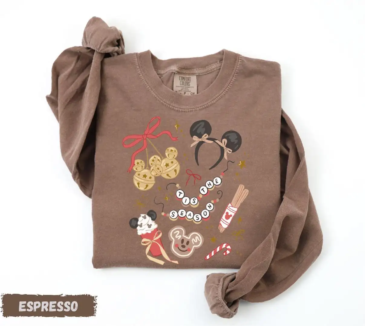 Comfort Colors® Tis The Season Long Sleeve Shirt, Disneyland Holiday Shirt, Christmas Snacking Shirt, Mickey Christmas Shirt