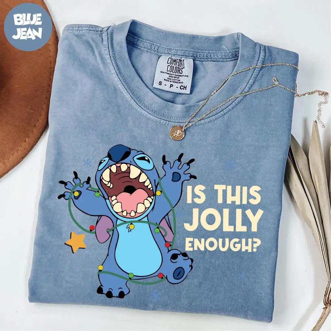 Comfort Colors® Is This Jolly Enough Shirt, Xmas Shirt, Stitch Christmas Shirt, Christmas Party Shirt, Funny Stitch Shirt, Disney Xmas Shirt