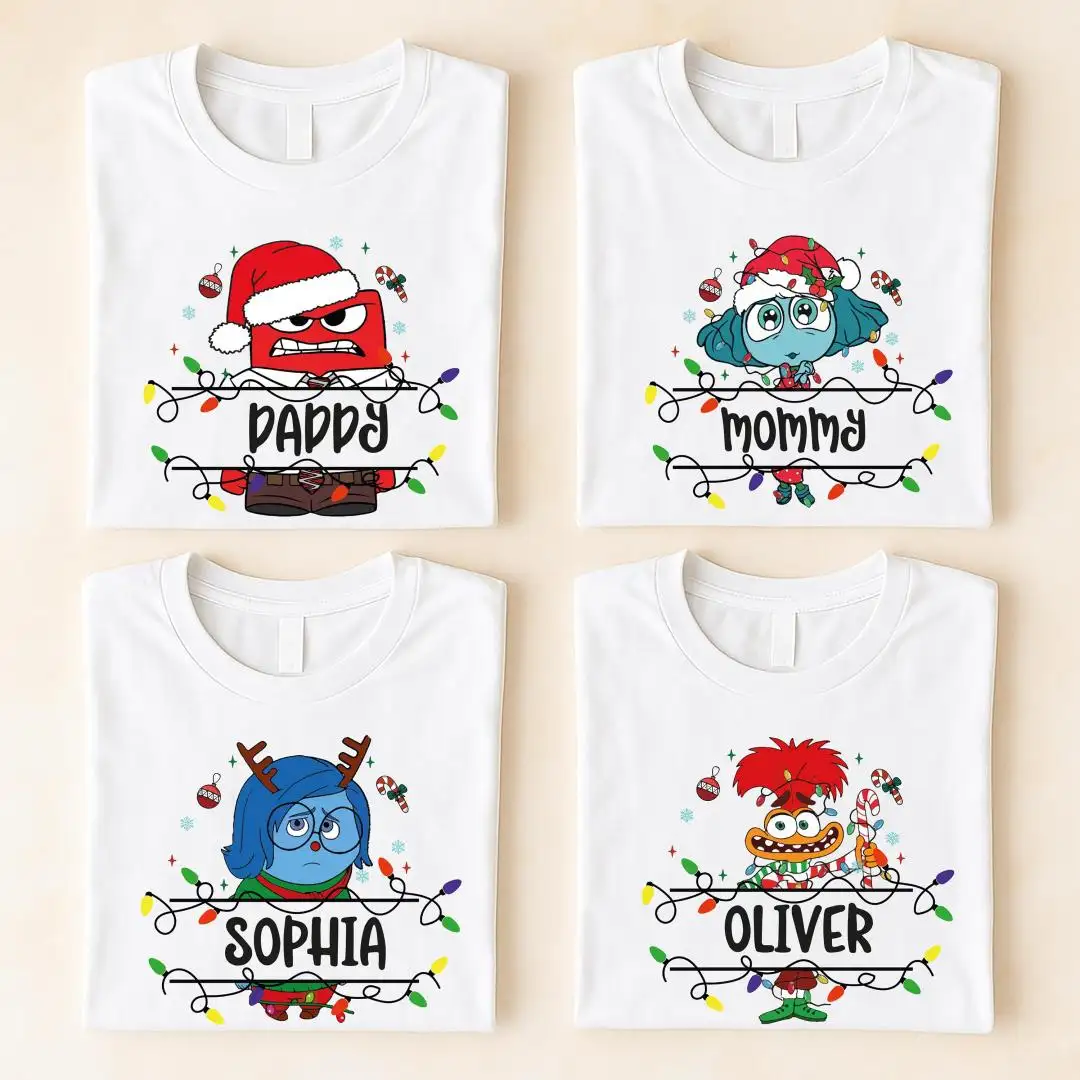 Disney Christmas Shirt, Emotions Christmas Lights Hoodie, Custom XMAS Family Gift, Inside Out Holiday Sweatshirt, Anxiety Christmas Tee