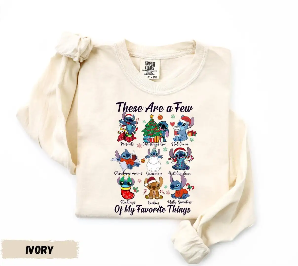 Comfort Colors® These Are A Few Of My Favorite Things Long Sleeve, Merry Stitchmas Long Sleeve Shirt, Stitch Christmas Shirt