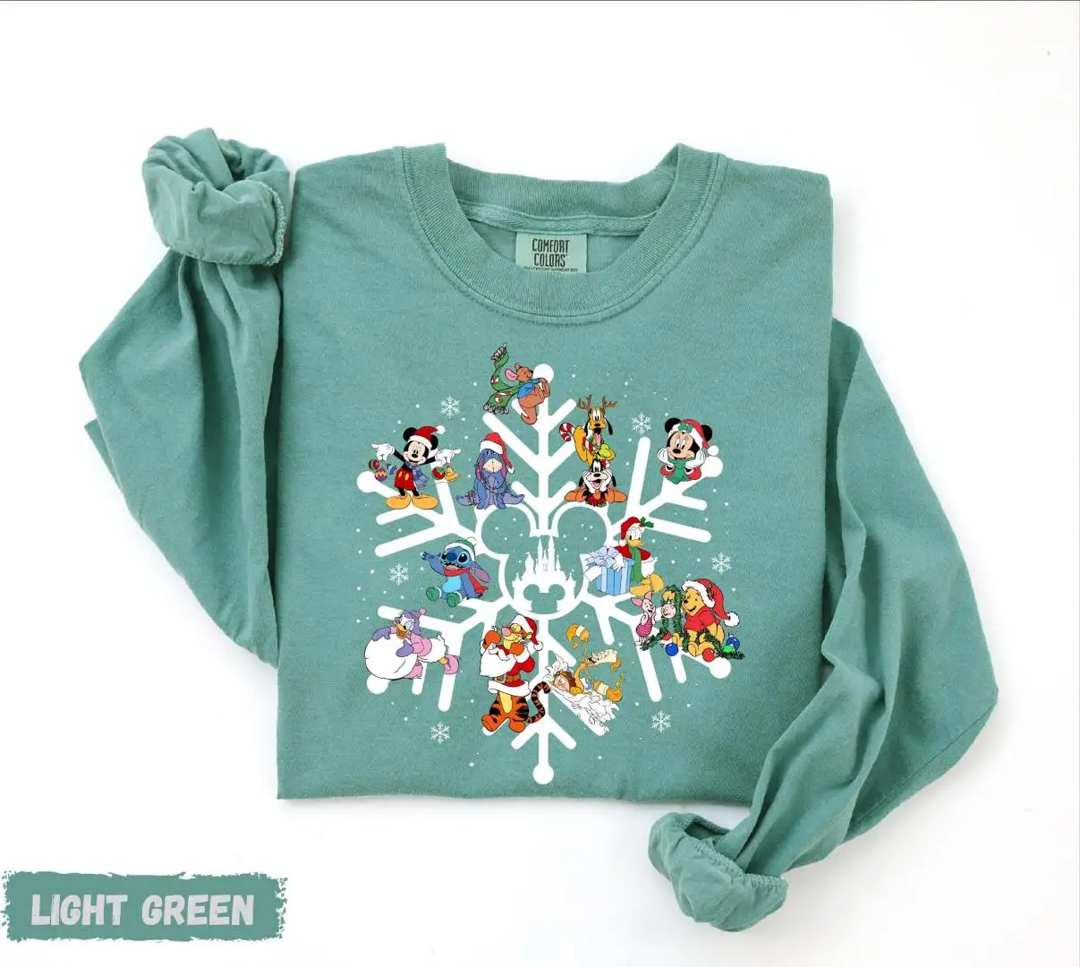 Comfort Colors® Mickey and Friends Snowflake Long Sleeve, Holiday Long Sleeve, Magic Kingdom Shirt, Disney Winter Shirt