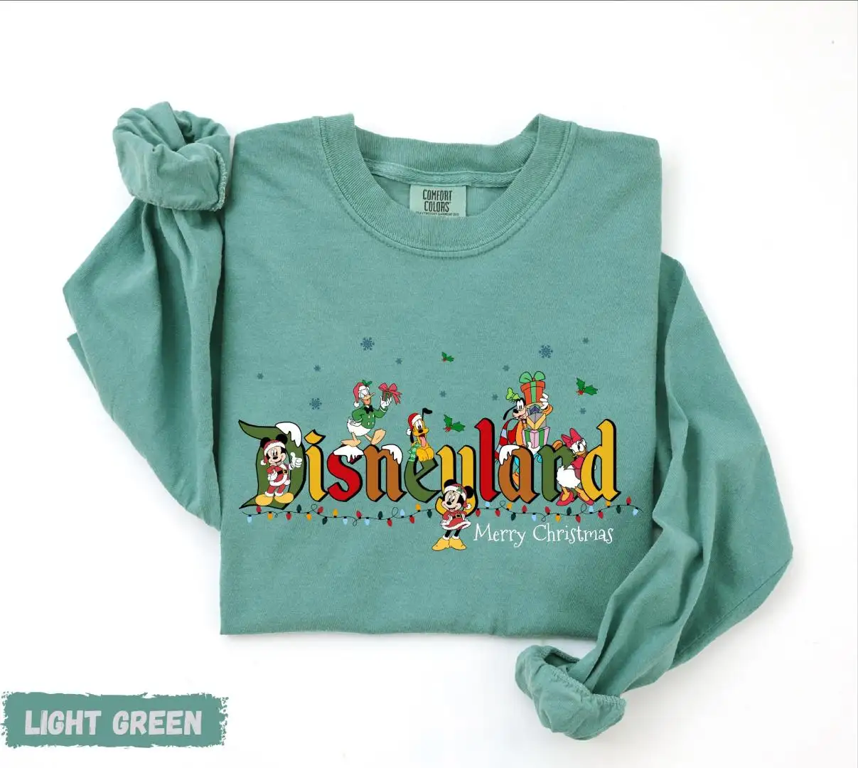 Comfort Colors® Disneyland Merry Christmas Long Sleeve, Disneyland Trip Shirt, Mickey and Friends Xmas Shirt