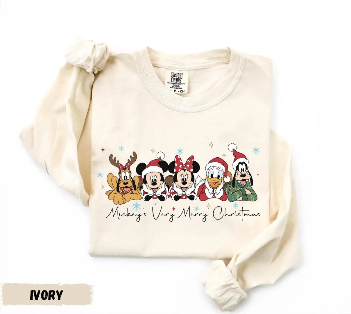 Comfort Colors® Mickey's Very Merry Christmas Long Sleeve, Disney Merry Xmas Shirt, Mickey and Friends Shirt