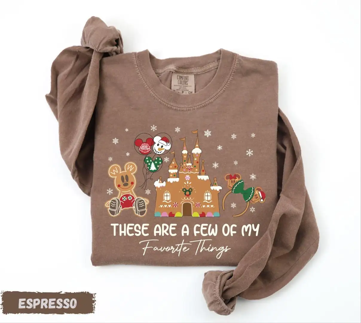 Comfort Colors® Disney Snacking Shirt, Mickey Gingerbread Shirt, These Are A Few Of My Favorite Things Long Sleeve