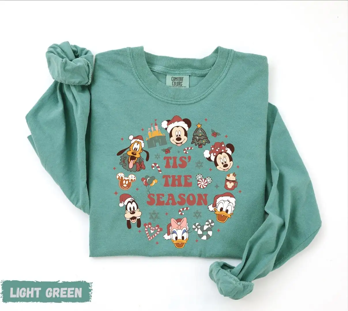 Comfort Colors® Tis The Season Shirt, Christmas Season Shirt, Disney Winter Shirt, Mickey and Friends Long Sleeve, Xmas Holiday Gift