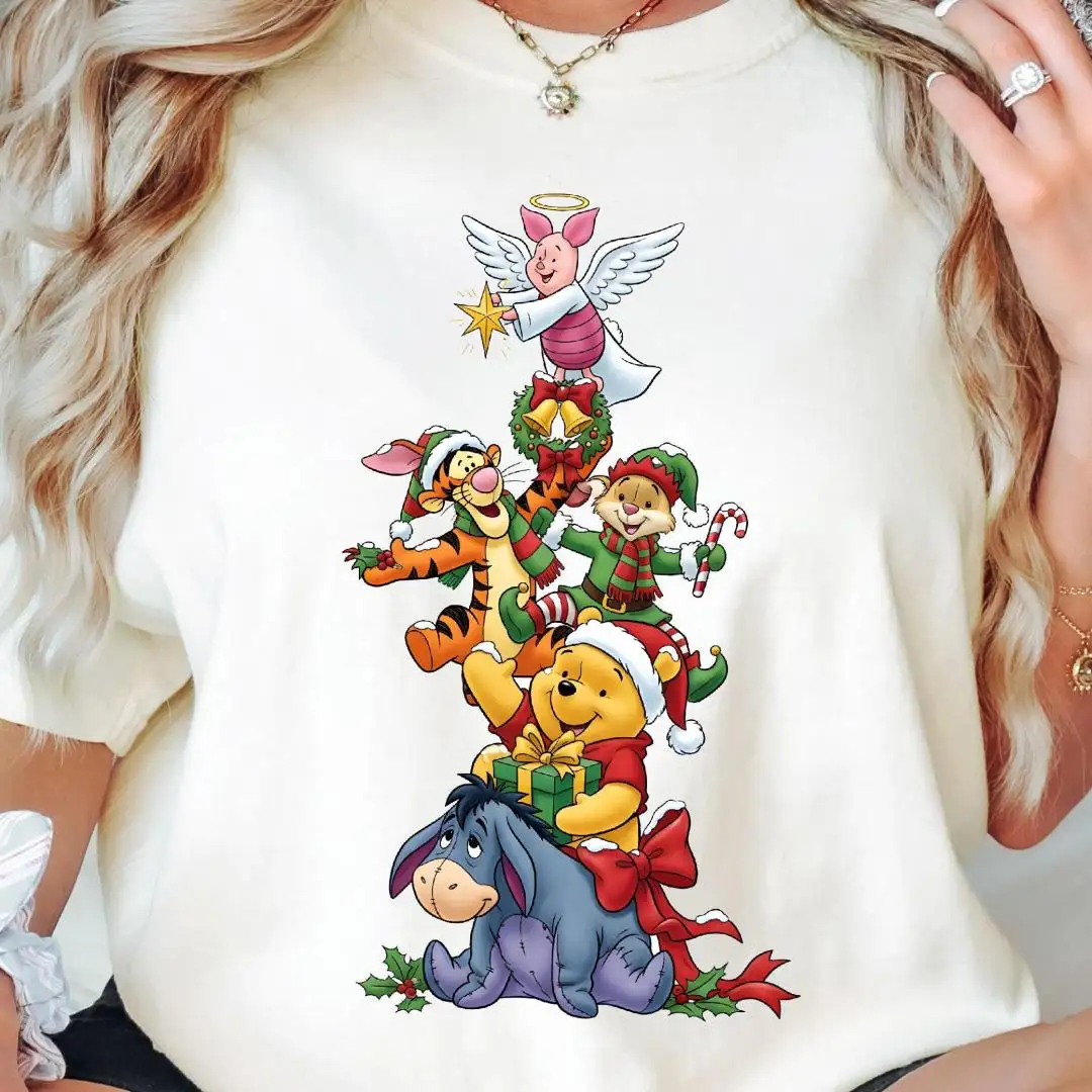 Comfort Colors® Winnie The Pooh Christmas Shirt, Disney Christmas Gift, Disneyland Christmas Shirt, Pooh and Friends Xmas Holiday Shirt