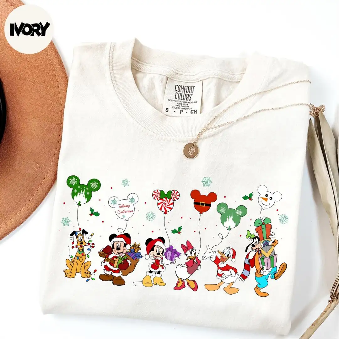 Comfort Colors® Disney Christmas Shirt, Mickey and Friends Xmas Party Shirt, Disneyland Christmas Squad Shirt, Christmas Vibes Shirt