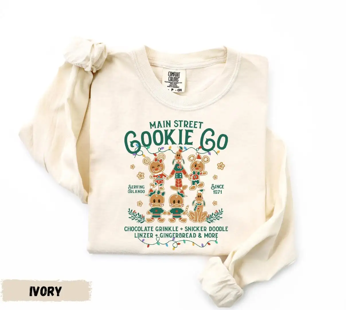 Comfort Colors® Main Street Cookie Co Long Sleeve, Mickey Gingerbread Shirt, Christmas Baking Shirt, Disney Gingerbread Friends Shirt