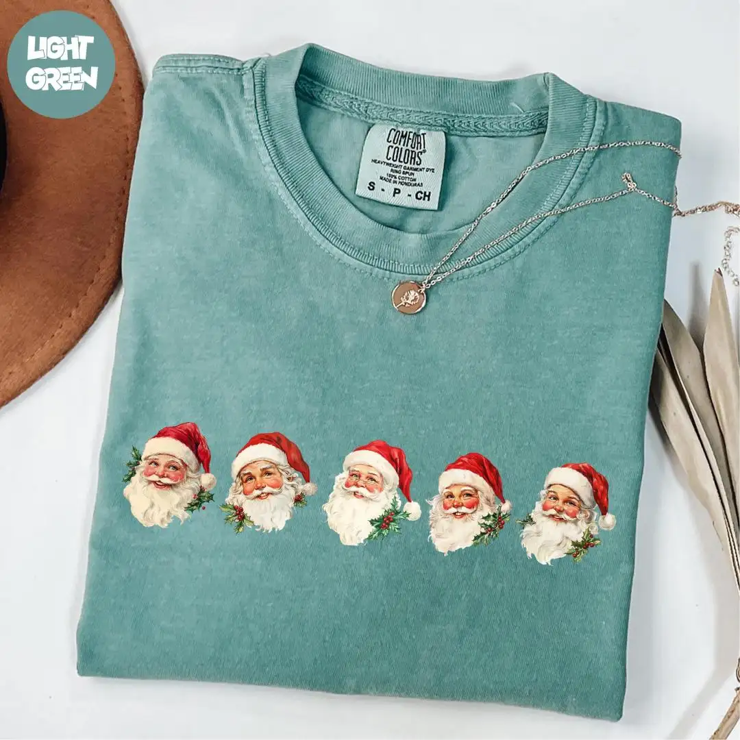 Comfort Colors® Vintage Santa Claus Shirt, Christmas Shirt, Xmas Santa Shirt, Retro Christmas Shirt, Xmas Holiday Shirt, Xmas Season Shirt