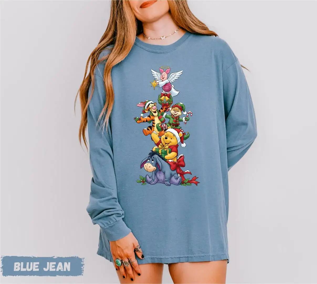 Comfort Colors® Pooh and Friends Long Sleeve, Pooh Bear Christmas Shirt, Winnie The Pooh Long Sleeve, Disneyland Christmas Shirt