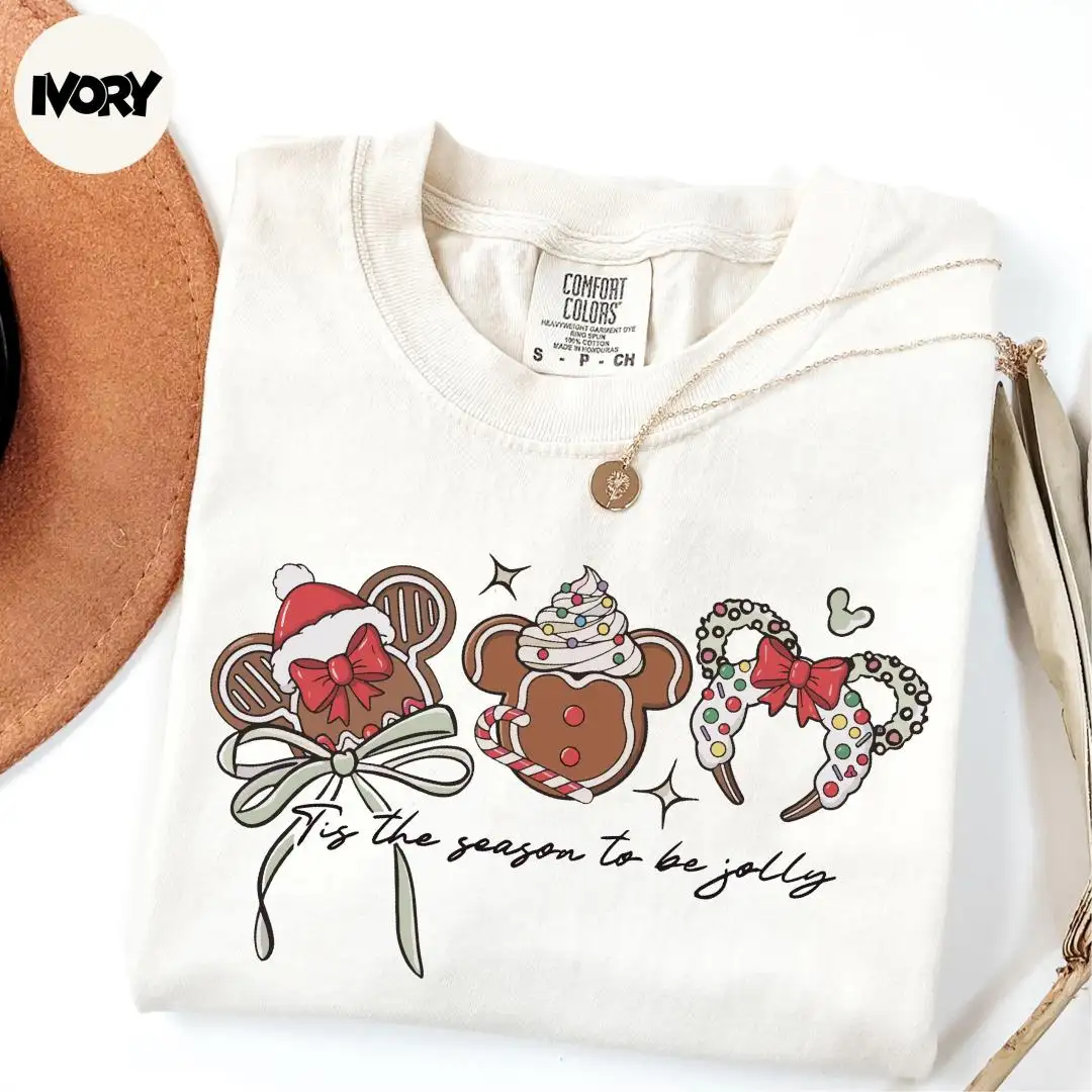 Comfort Colors® Tis The Season To Be Jolly Shirt, Xmas Gift, Disney Christmas Season Shirt, Mickey Snacks Shirt, Disney Snacks Christmas Tee