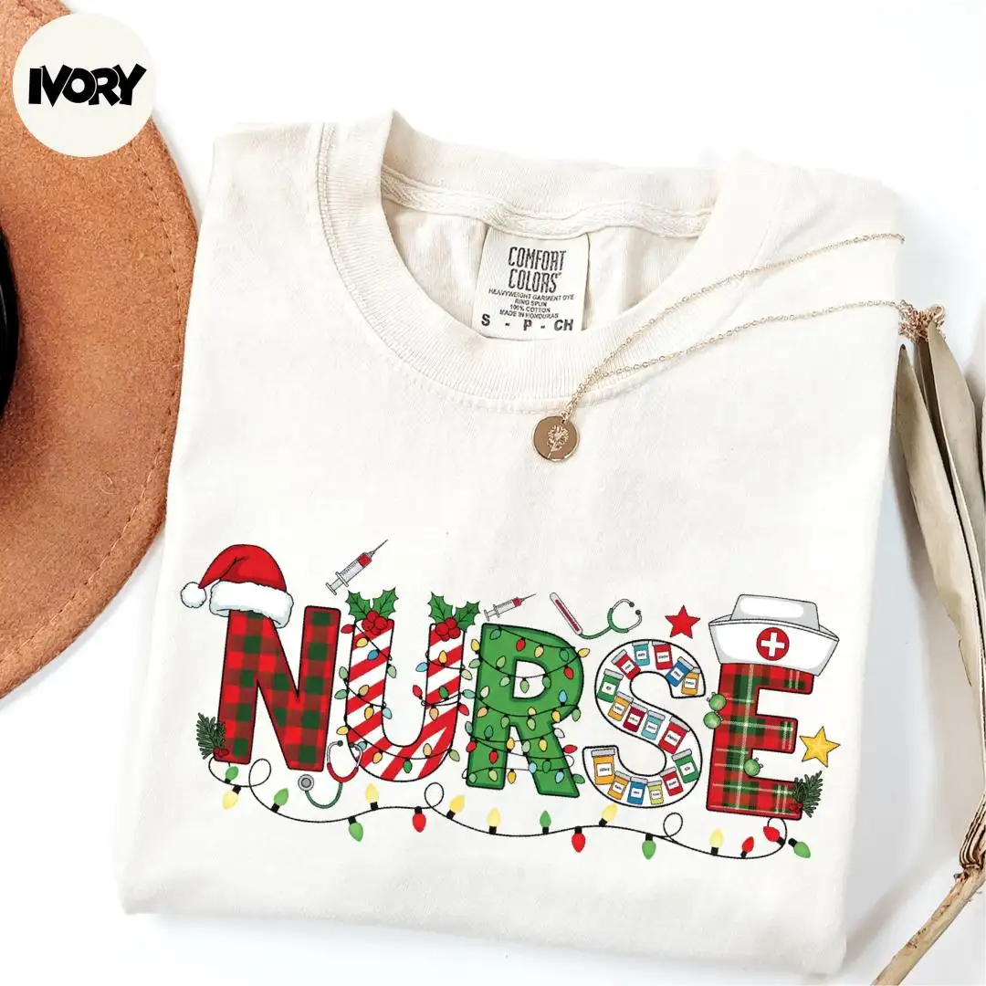 Comfort Colors® Nurse Christmas Shirt, Nurse Crew Shirt, Nurse Life Shirt, Merry Christmas Shirt, Xmas Nurse Shirt, Christmas Gift for Nurse
