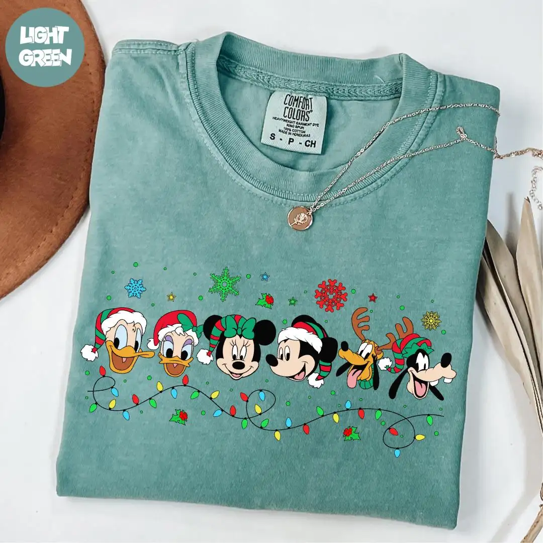 Comfort Colors® Mickey and Friends Heads Christmas Shirt, Disney Christmas Squad Shirt, Disneyland Vacation Shirt, WDW Christmas Holiday Tee