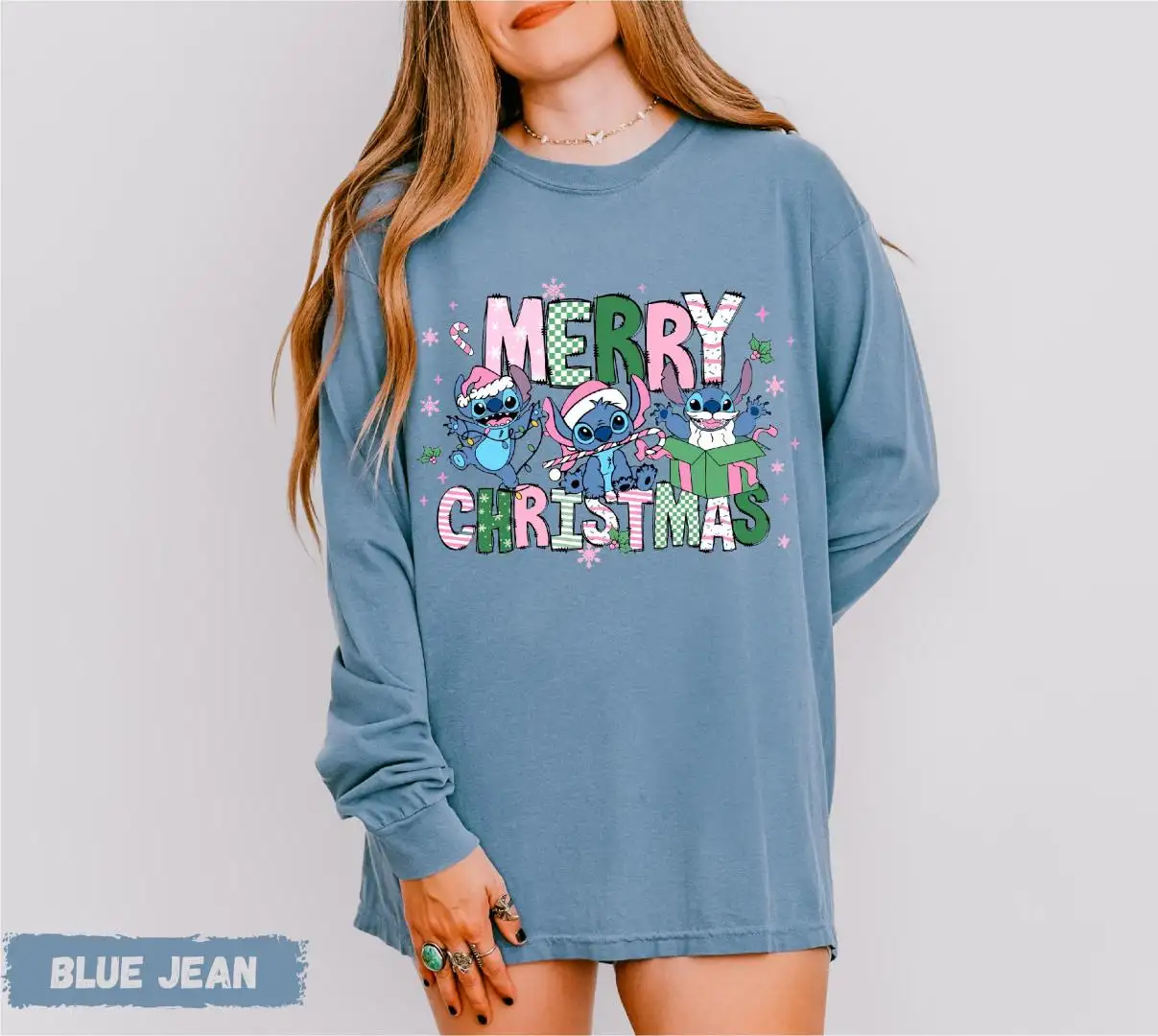 Comfort Colors® Stitch Christmas Long Sleeve, Christmas Gift, Stitch Holiday Shirt, Merry Christmas Shirt, Merry Stitchmas Shirt
