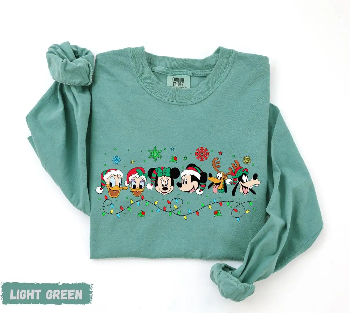Comfort Colors® Disney Christmas Long Sleeve Shirt, Xmas Holiday Gift, Mickey and Friends Long Sleeve Tee, Christmas Party Shirt